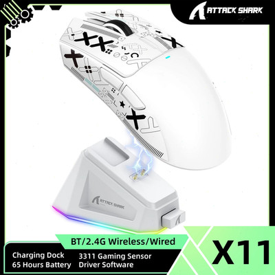 ATTACK SHARK X11 Lightweight Wireless Gaming Mouse & RGB Charging Dock 22K DPI
