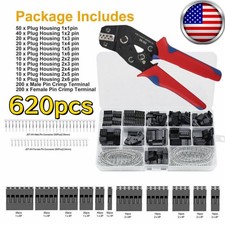 620Pcs 2.54mm Pitch Pin Plug Housing Connector Male Female Crimp Pins Set