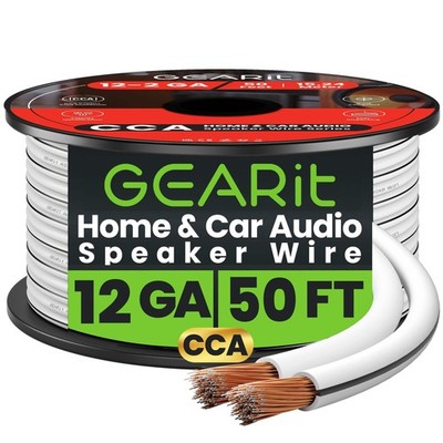 GEARit 12 Gauge CCA Car Audio Speaker Wire Bulk 2-Conductor - 50ft/100ft/200ft