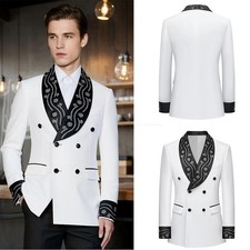 Wedding Suits For Men Rhinestone Shawl Lapel Tuxedo Double Breasted Party Formal