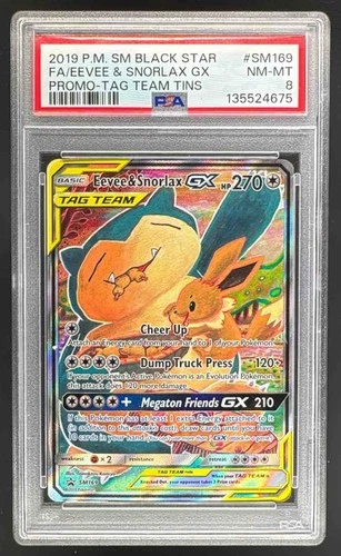 2019 Pokemon Sun Moon Tag Team Promo #SM169 Eevee Snorlax GX PSA 8 135524675