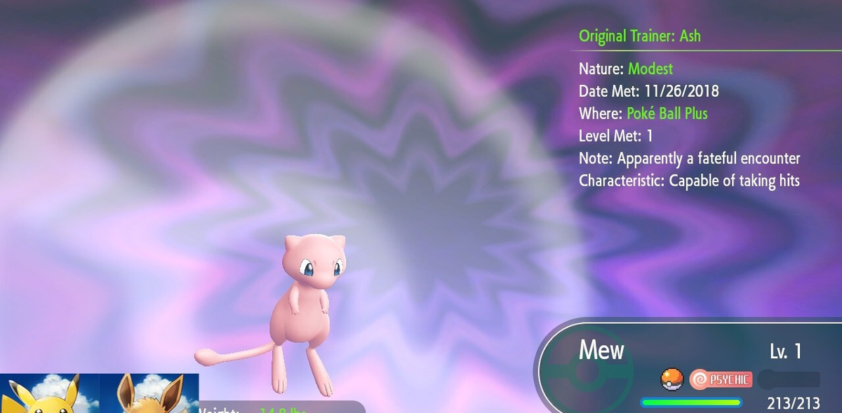 Pokemon Let's Go Pikachu/Eevee MEW Pokeball Plus Ver 6IV FAST