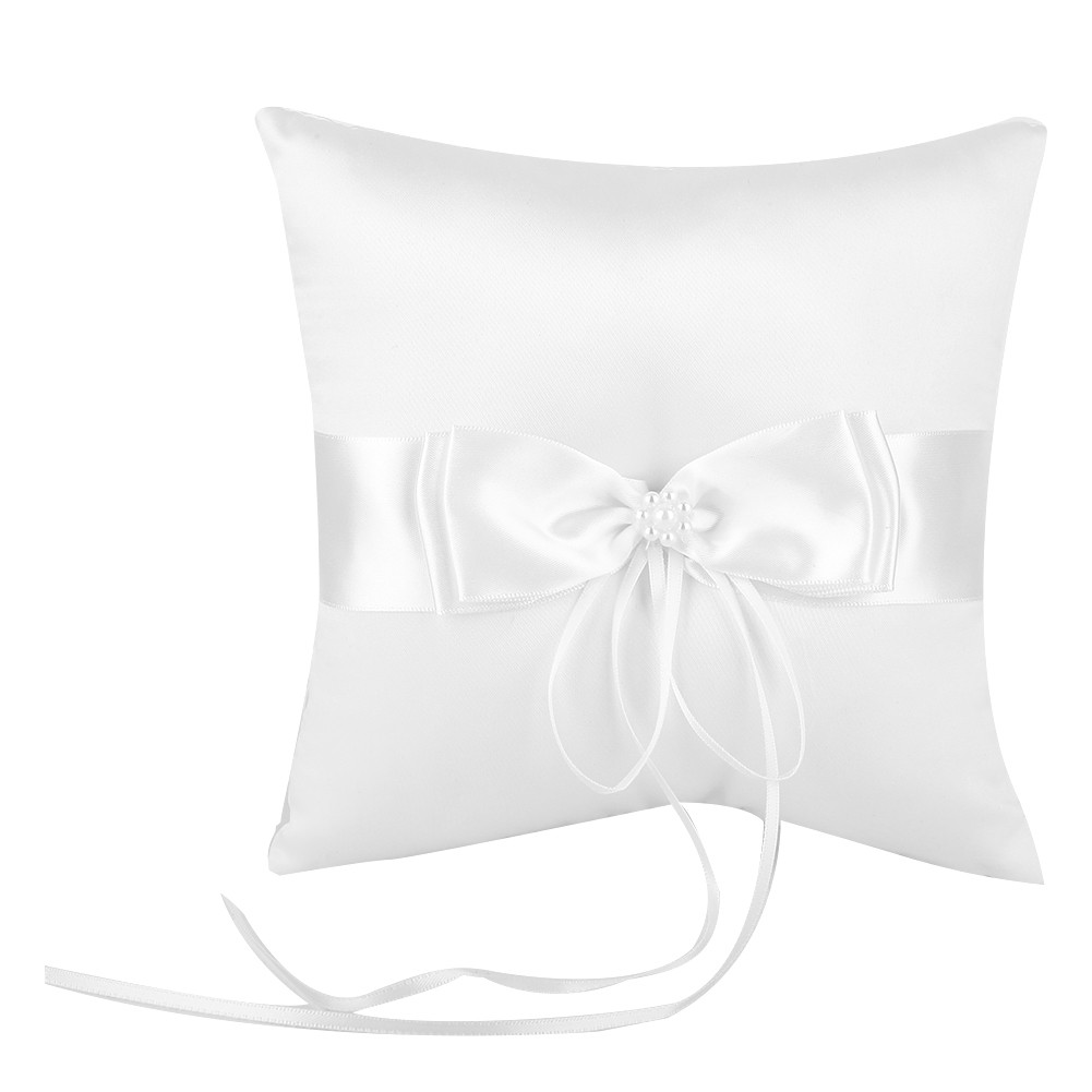 White Ring Bearer Pillow Elegant Soft Holder For Wedding Ceremony