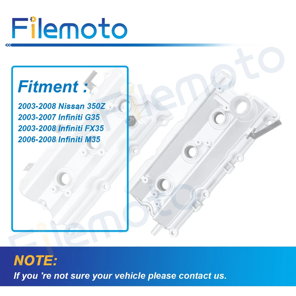 Cubierta de válvula de motor de aluminio para 03-08 Infiniti G35 FX35 M35 Filemoto cubierta de válvula Foto 3 de 4