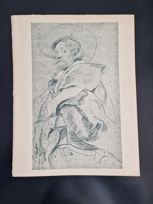 Original 1932 Exlibrisdruck von Rubens Selbstporträtzeichnung