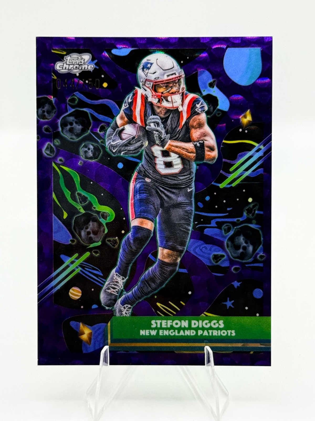 2025 Topps Chrome Cosmic Football Stefan Diggs Purple Nebula Refractor /150