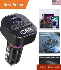 Bluetooth 5.3 FM Transmitter with Type-C PD Charger  Hands-Free Calling