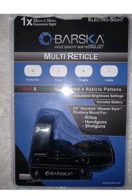 Barska Multi-Reticle Green & Red Electro-Sight 22mm x 33mm Panoramic Sight New