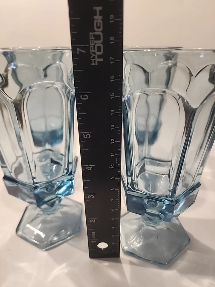Juego de 4 vasos de té helados vintage Fostoria Virginia azul claro 7" de alto 12 oz Foto 4 de 4
