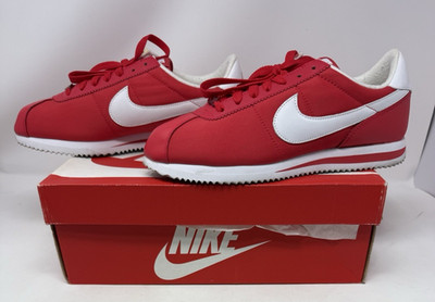 2013 Nike Classic Cortez Size 9.5M / 11W Red Nylon Leather Shoe 476716-611