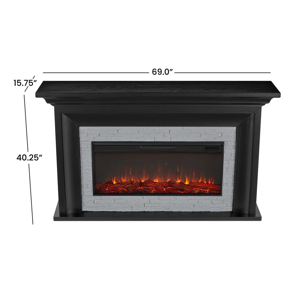 Real Flame 4830E Sonia 69"W 5,100 BTU Landscape Electric Mantel - Black - Image 3 of 4