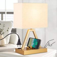 Touch Control Table Lamp, Bedside 3-Way Dimmable Desk Lamp with USB Ports