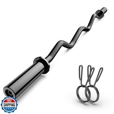 Olympic EZ Curl Barbell Bar 47", 2-Inch Curl Bars for Weight Lift
