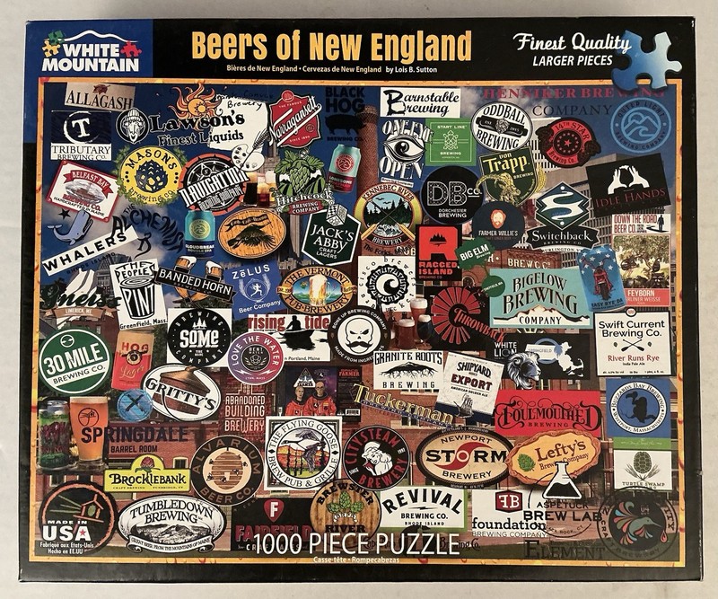 WHITE MOUNTAIN PUZZLE “BEERS OF NEW ENGLAND” 1000 PIECES COMPLETE