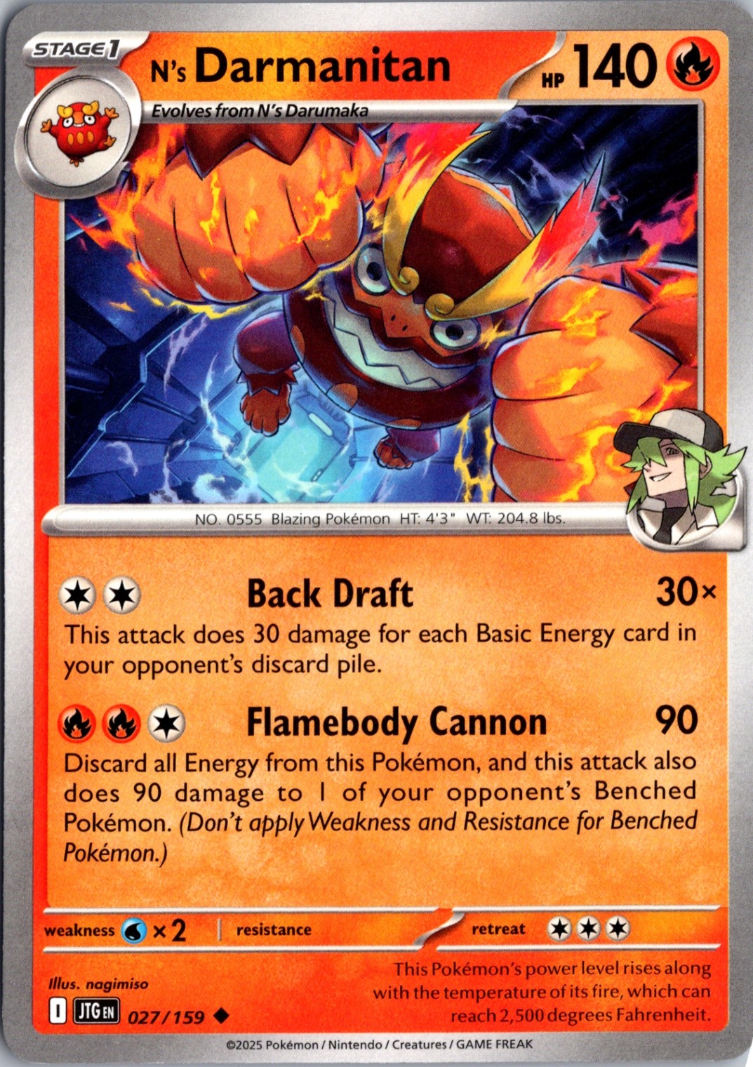 N's Darmanitan - Normal Uncommon SV09: Journey Together 027/159 NM