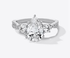 Zales Classic Symphony 2.75 CT TW Pear Lab Diamond Ring 14K White Gold - F Color