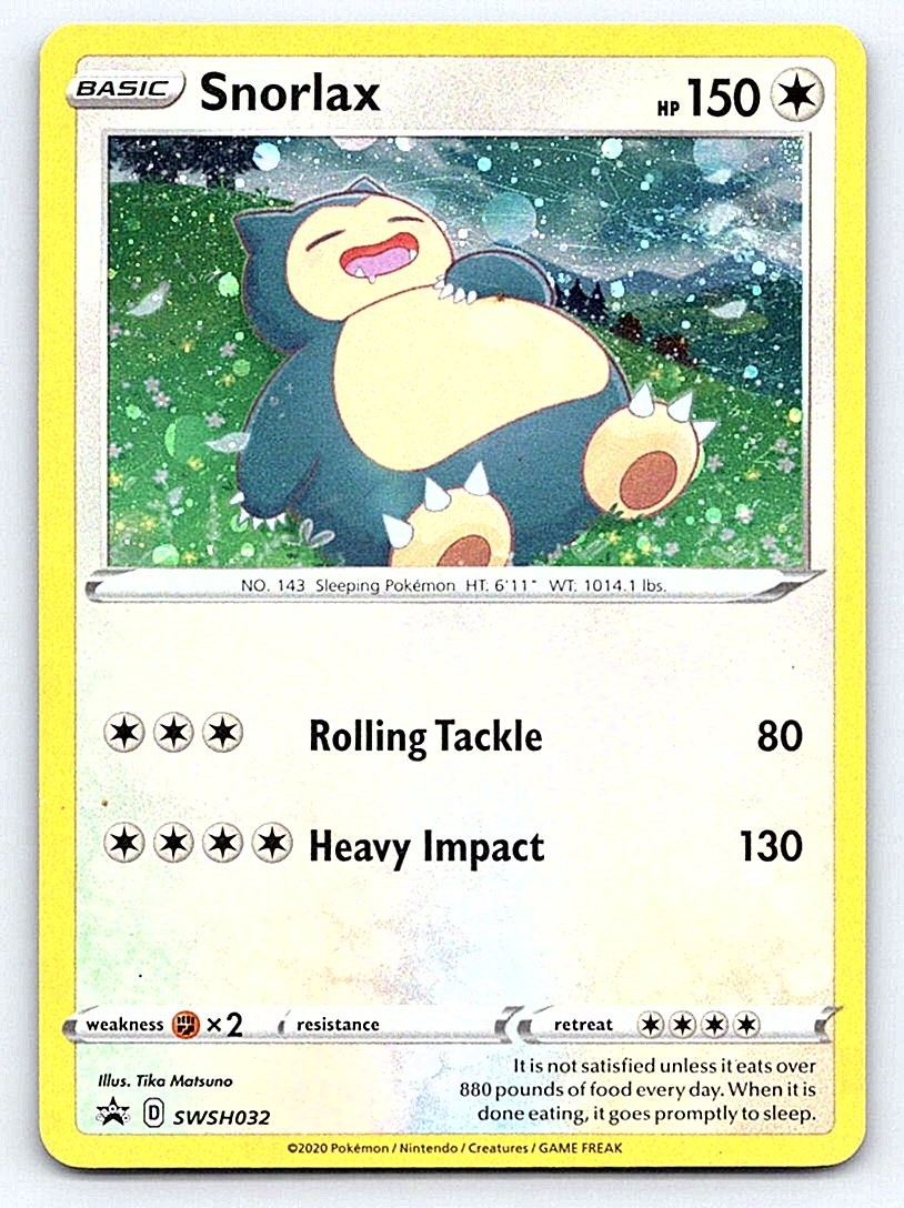 Snorlax SWSH032 Holo Promo Sword & Shield Promo Pokemon Near Mint