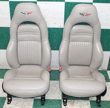 Wear 04 Vette Corvette C5 Shale Gray Leather Dual Power Bucket Seats Pair 2x