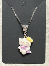 Hello Kitty Winking Purple Dress Hello Kitty Resin Pendant Silver Necklace 18  