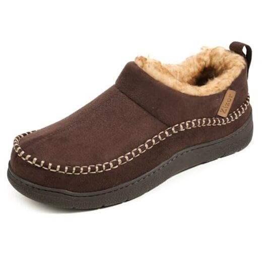 Men's Moccasin House Shoes Slippers Indoor Outdoor 9 Coffee-image