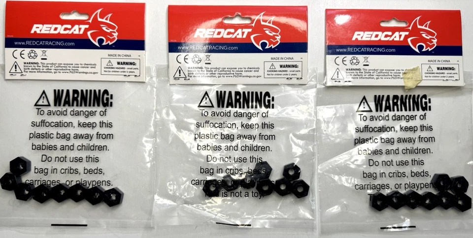 Redcat Racing Volcano 16 Lot of (3) Wheel Hex Black (24) #12010 New in Package - Image 4 of 4