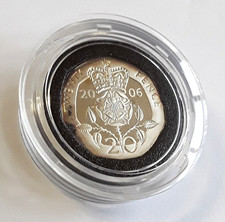 2006 U.K TWENTY PENCE SILVER PROOF 925 5g CROWNED ROSE
