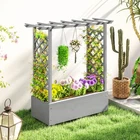 Raised Planter with Trellis, Elevated Wood Planter Box with Liner