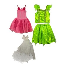 Kids Dress Up Costume Lot Pink Tutu Dress Green Fairy Set White Veil 4pc Bundle