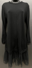 Long Sleeve Midi Dress 6 Black Tulle Ruffle Stretch Whimsigoth Dark Fairy Witchy