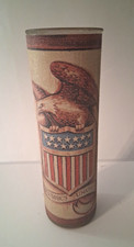 Vtg Sugar Frosted E PLLURIBUS UNUM Tall Glass Candle Holder 1970s Patriotic 9"