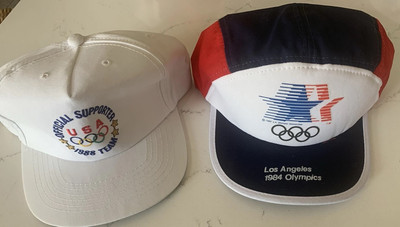 2 LOT Vintage Olympic Hats 1984 Los Angeles & 1988 TEAM OFFICIAL SUPPORTER GOLF
