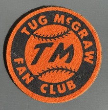 c 1968 Tug McGraw (New York Mets) TM Fan Club 4” Vintage Blue/ Orange Felt Patch