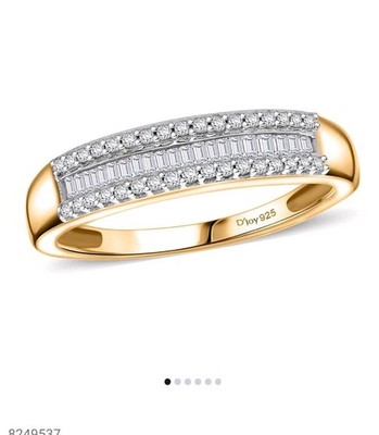 Natürlicher Diamant Korridor Ring in 18k YG Vermeil über Sterlingsilber S6 0,25ctw