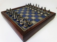 VINTAGE PEWTER CHESS SET THE AMERICAN CIVIL WAR BY FRANKLIN MINT 1983
