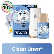 Glade Automatic Spray Starter Kit Clean Linen 6.2oz 1 Holder + Refill