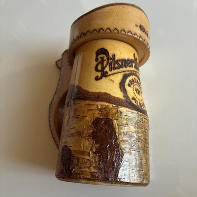 Holz Bierkrug Pilsner Urquell Pilsen Holzkrug mit Deckel- Brauerei  Krug Rarität