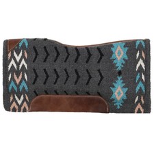 Showman Gray, Teal  Pink Woven Wool Contoured Saddle Pad