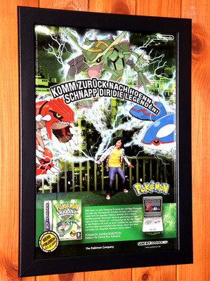 Pokemon Smaragd Emerald Edition Game Boy Advance Werbeblat Poster Ad Page Framed