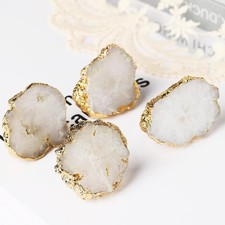 White Geode Cabinet Knobs Crystal Stone Drawer Knobs Handles Decorative Gold ...