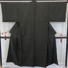 Japanese Vintage Kimono Cotton Green Traditional Authentic Length 55 in