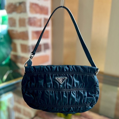 PRADA Gaufre Tessuto Black Nylon Pochette Shoulder Bag