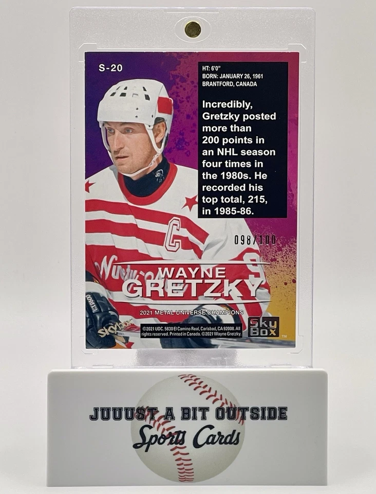 SkyBox Metal Universe Champions 98/100 2021 Wayne Gretzky Prem Star Rubies #S-20 Foto 3 de 4