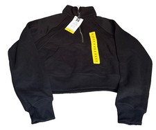 New Members Mark Women&rsquo;s Fleece 1/2- Zip Pullover  Size Medium NWT Black
