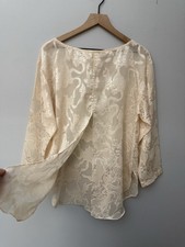 Vintage Victoria's Secret Gold Label Cream Satin Sleep Shirt M Open Back