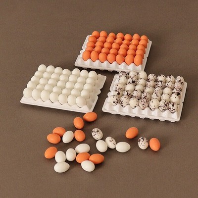 100Pcs 1:12 Miniature Chicken Bird Eggs Egg Tray Kitchen Mini Food Accessories