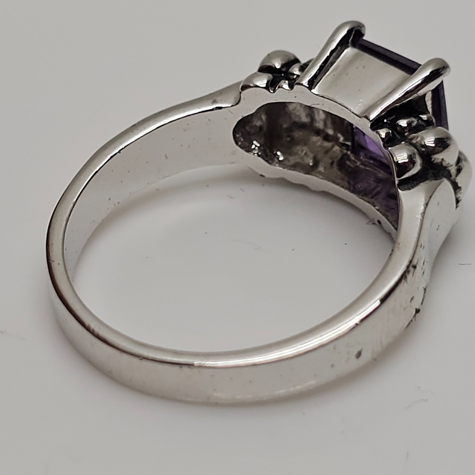 Sterling Silver 925 Ring Purple Rectangular Stone… - image 5