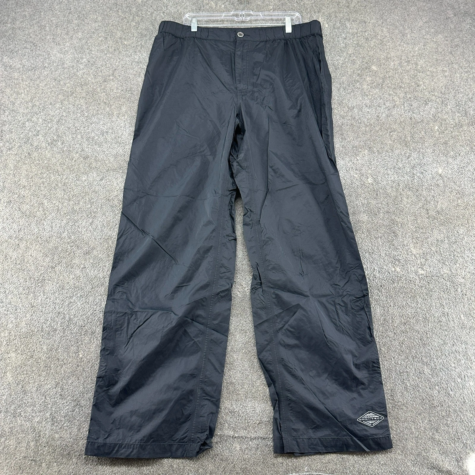 Columbia Pants Mens XL Black Rain Omni Tech PFG Storm Fishing Nylon Foul Weather