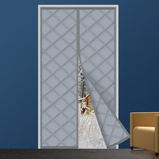 Magnetic Thermal Insulated Door Curtain 38"x83" Grey, Pet-Friendly Seal US