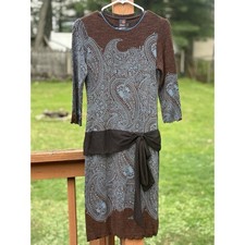 Anac By Kimi Brown Paisley Wool Dress Size Med Bohemian Chic