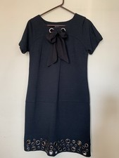 Kensie Pretty Dress Size M Black Short Sleeve Metal Grommet Hem & Tie Neck